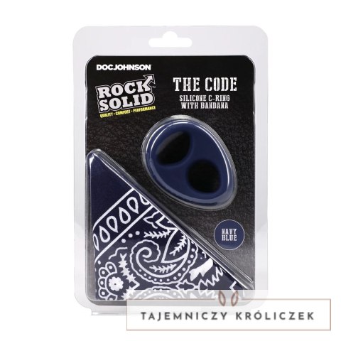 Rock Solid The Code silikonowy pierścień z bandaną granatowy Doc Johnson