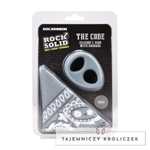Rock Solid The Code silikonowy pierścień z bandaną szary zestaw Doc Johnson