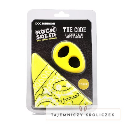 The Code silikonowy pierścień intymny z chustą bandaną żołty Doc Johnson