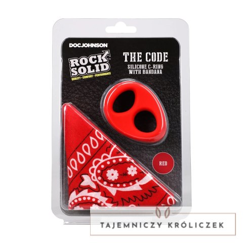 The Code silikonowy pierścień z bandaną czerwony dwukolorowy zestaw Doc Johnson