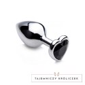 XR Brands Black Heart Plug średni - aluminiowy model z dekoracyjnym sercem XR Brands