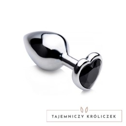 XR Brands Black Heart Plug średni - aluminiowy model z dekoracyjnym sercem XR Brands