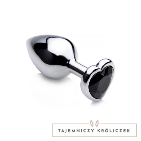 XR Brands Black Heart Plug średni - aluminiowy model z dekoracyjnym sercem XR Brands