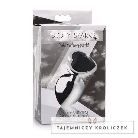 XR Brands Black Heart Plug średni - aluminiowy model z dekoracyjnym sercem XR Brands