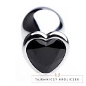 XR Brands Black Heart Plug średni - aluminiowy model z dekoracyjnym sercem XR Brands