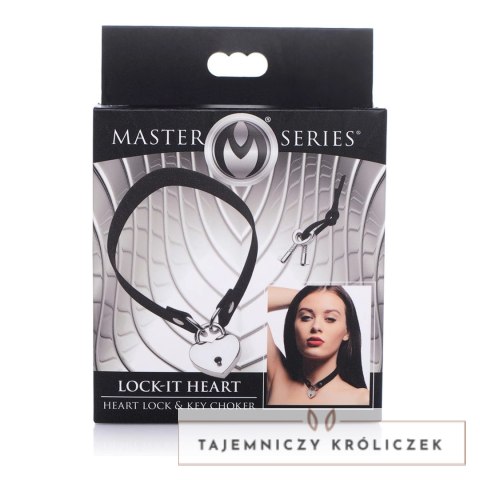 XR Brands Choker Locking Heart z zamkiem serce, czarny, regulowany XR Brands