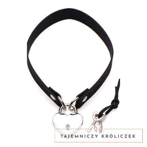 XR Brands Choker Locking Heart z zamkiem serce, czarny, regulowany XR Brands