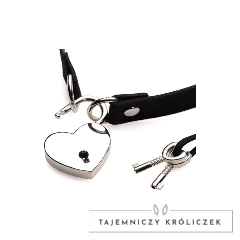 XR Brands Choker Locking Heart z zamkiem serce, czarny, regulowany XR Brands
