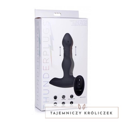 XR Brands Plug silikonowy z funkcją ruchu i pilotem, czarny XR Brands