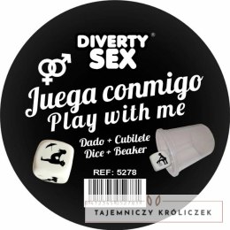 Diverty Sex Diablo Picante - zestaw białych kostek do gry z kubkiem 30 mm DIABLO