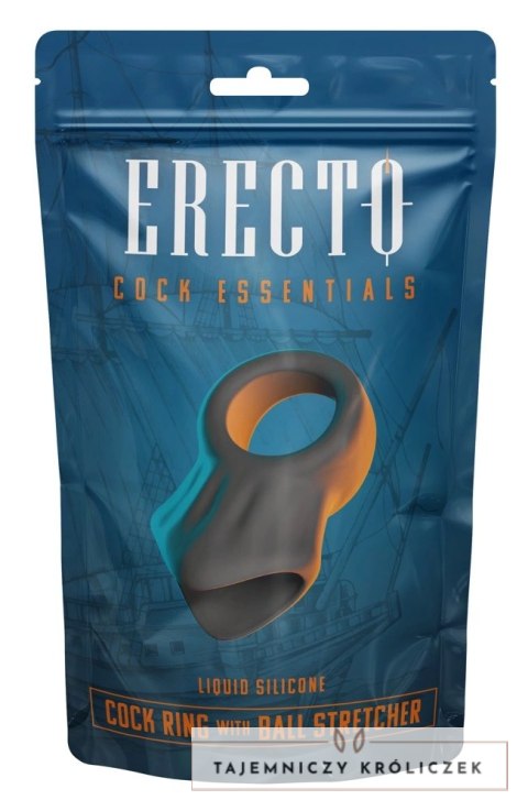 Erecto Liquid Silicone - pierścień z anatomicznym stretcherem, czarny Erecto