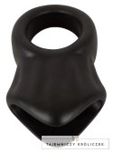 Erecto Liquid Silicone - pierścień z anatomicznym stretcherem, czarny Erecto