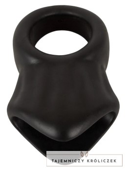 Erecto Liquid Silicone - pierścień z anatomicznym stretcherem, czarny Erecto