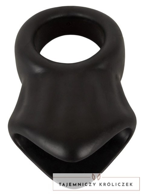 Erecto Liquid Silicone - pierścień z anatomicznym stretcherem, czarny Erecto