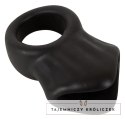 Erecto Liquid Silicone - pierścień z anatomicznym stretcherem, czarny Erecto