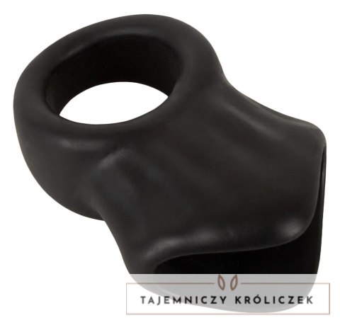 Erecto Liquid Silicone - pierścień z anatomicznym stretcherem, czarny Erecto