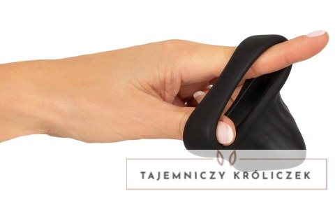 Erecto Liquid Silicone - pierścień z anatomicznym stretcherem, czarny Erecto