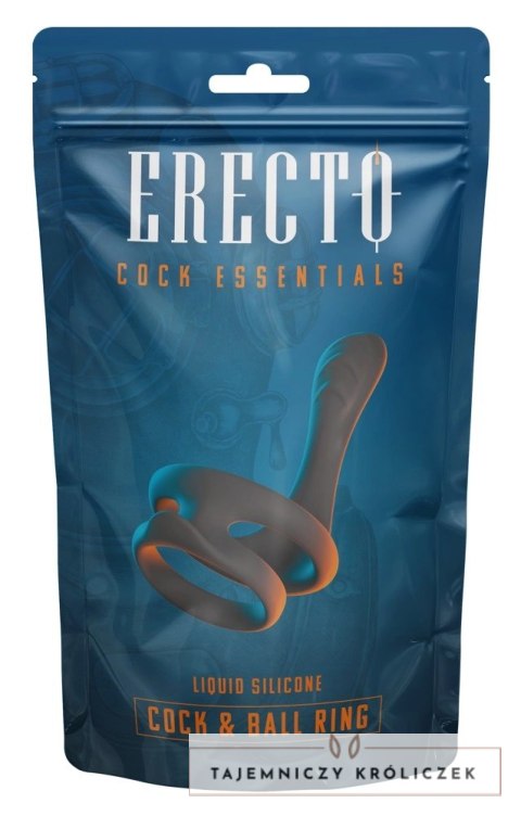 Erecto Silikonowy Pierścień Podwojny z Masażerem 7 cm Czarny Erecto