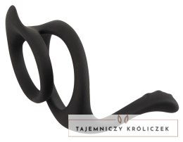 Erecto Silikonowy Pierścień Podwojny z Masażerem 7 cm Czarny Erecto