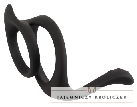 Erecto Silikonowy Pierścień Podwojny z Masażerem 7 cm Czarny Erecto