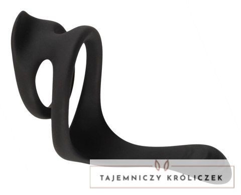 Erecto Silikonowy Pierścień Podwojny z Masażerem 7 cm Czarny Erecto