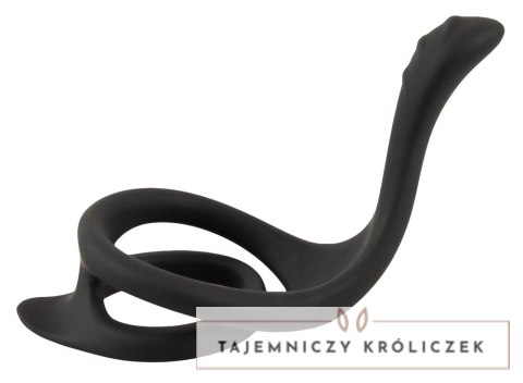 Erecto Silikonowy Pierścień Podwojny z Masażerem 7 cm Czarny Erecto