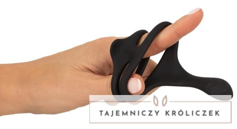 Erecto Silikonowy Pierścień Podwojny z Masażerem 7 cm Czarny Erecto