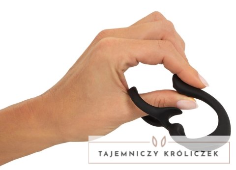Erecto Silikonowy Pierścień Podwojny z Masażerem 7 cm Czarny Erecto