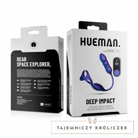 Hueman Deep Impact silikonowy pierścień z funkcją wibracji fioletowy Hueman