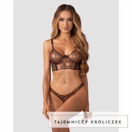 Obsessive Soranna komplet brązowy - gorset z tiulu i figi open 2XL/3XL Obsessive