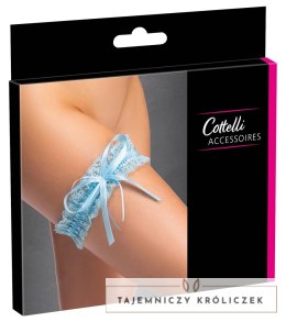 Cottelli ACCESSOIRES Podwiązka koronkowa niebieska z satynową kokardą 5,5 cm Cottelli