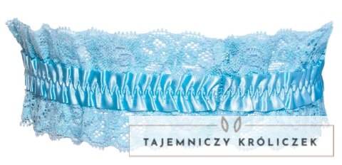 Cottelli ACCESSOIRES Podwiązka koronkowa niebieska z satynową kokardą 5,5 cm Cottelli