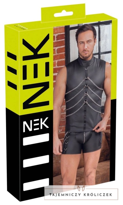 NEK Koszula Bez Rękawow 2XL Czarny Matowy z Łańcuchami NEK