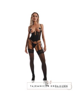 Obsessive Euphori Gorset Otwarty 2XL/3XL Czarny Przezroczysty Powernet Obsessive