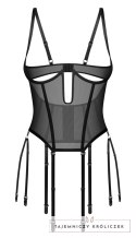 Obsessive Euphori Gorset Otwarty 2XL/3XL Czarny Przezroczysty Powernet Obsessive