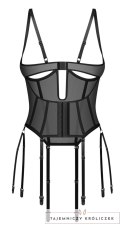 Obsessive Euphori Gorset Otwarty 2XL/3XL Czarny Przezroczysty Powernet Obsessive