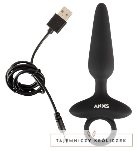 ANOS Plug Silikonowy Wibrujący Flexible 10 Trybow Czarny 15 cm ANOS