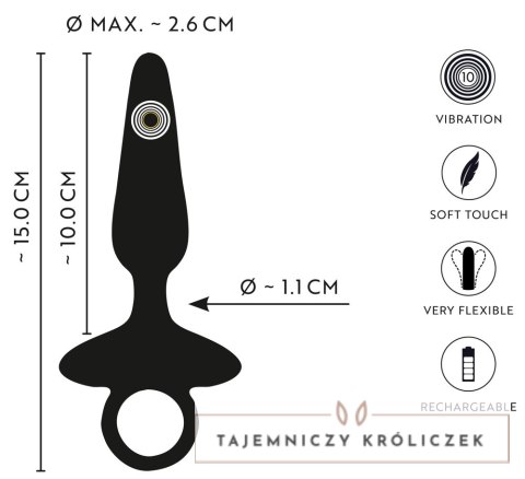 ANOS Plug Silikonowy Wibrujący Flexible 10 Trybow Czarny 15 cm ANOS