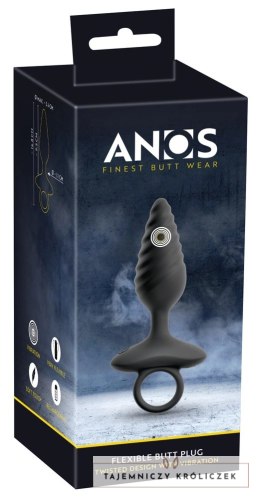 ANOS Plug Twisted Flexible silikonowy wibrujący, czarny 14,8 cm ANOS