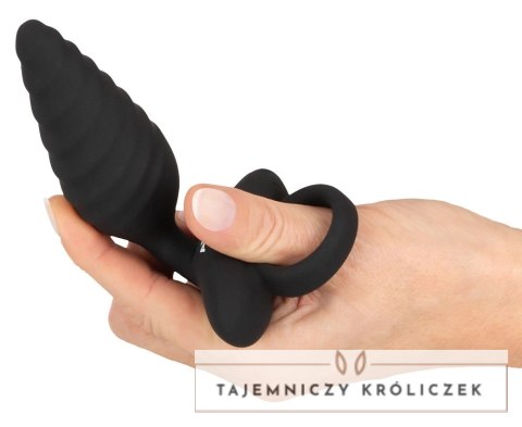 ANOS Plug Twisted Flexible silikonowy wibrujący, czarny 14,8 cm ANOS