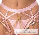 Bad Kitty Harness String rożowy S-L z regulacją i złotymi dodatkami Bad Kitty