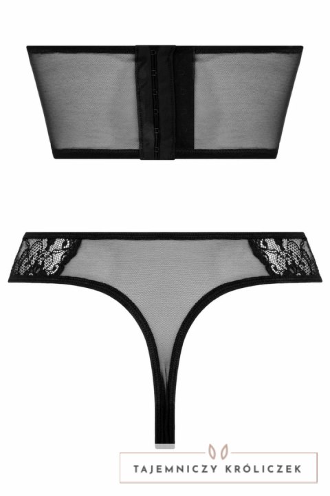 Chilirose Half Corset & Tiara Thong - gorset pod biust i stringi, czarne L Christine