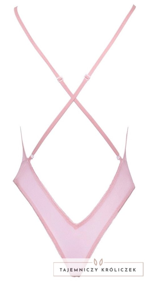 Kissable Body S/M z haftem kwiatowym, rożowy, regulowane ramiączka Kissable