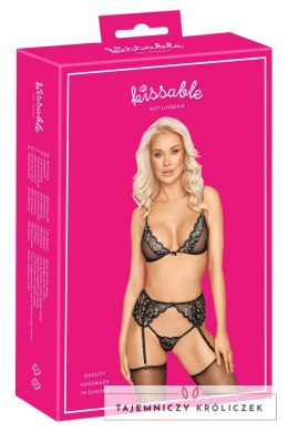 Kissable Komplet Bielizny Koronkowej L/XL z Pasem do Pończoch Kissable