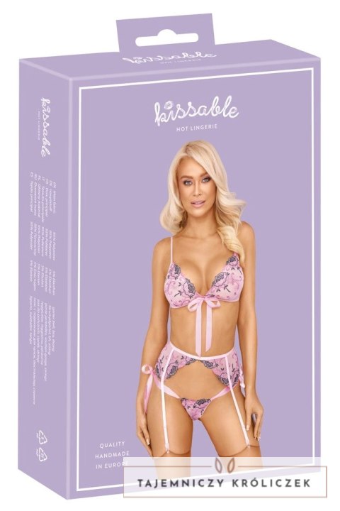 Kissable Komplet Bielizny L/XL z Haftem Kwiatowym i Regulacją Kissable