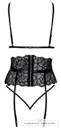 Kissable komplet bielizny z koronką i pasem do pończoch S/M czarny Kissable