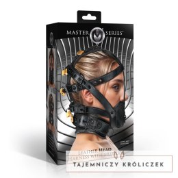 Master Series skorzany pas głowy z kagańcem czarny regulowany XR Brands