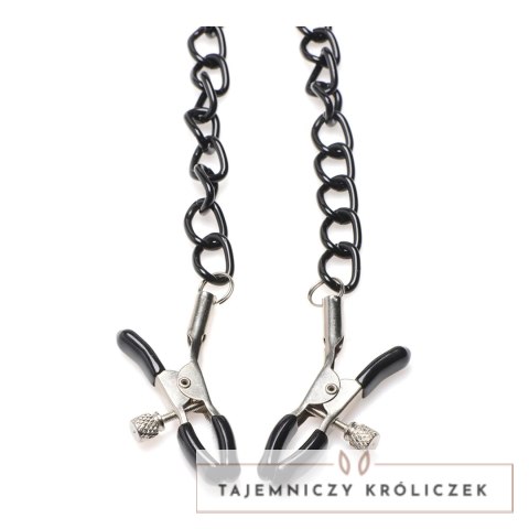 XR Brands Collared Temptress - obroża neoprenowa z łańcuszkami i zaciskami, czarna XR Brands