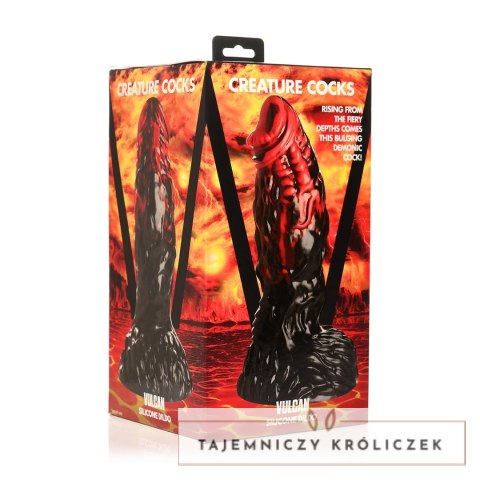 XR Brands Vulcan silikonowy model intymny z przyssawką czerwono-czarny XR Brands