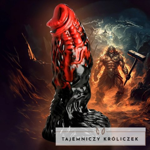 XR Brands Vulcan silikonowy model intymny z przyssawką czerwono-czarny XR Brands